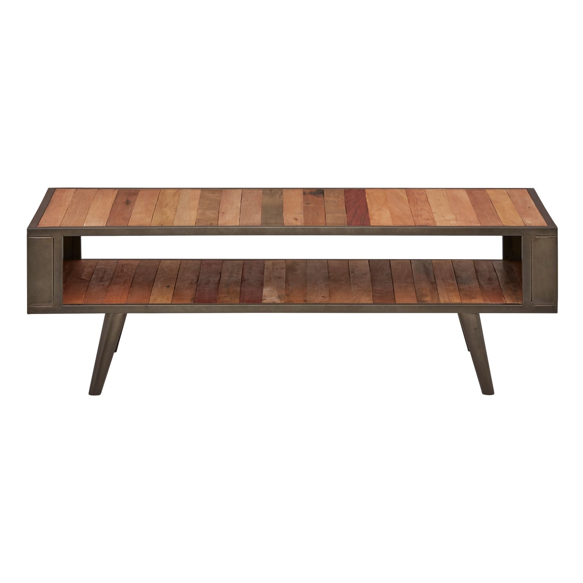 NovaSolo Nordic 47" Natural Boat Wood Coffee Table With 1 Open Shelving