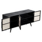 NovaSolo Nordic 63" Black Mindi Wood Buffet With 3 Doors & Rattan Accents