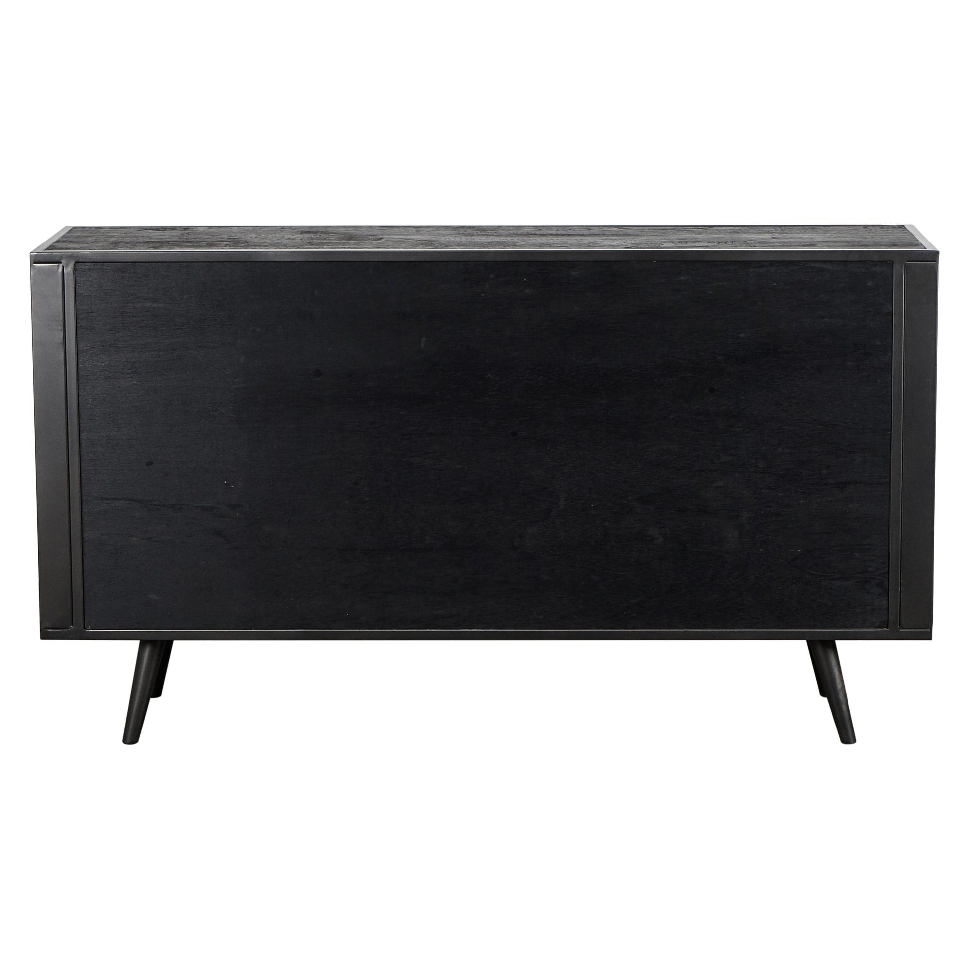 NovaSolo Nordic 63" Black Mindi Wood Buffet With Rattan Accents