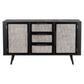 NovaSolo Nordic 63" Black Mindi Wood Buffet With Rattan Accents