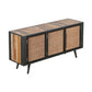 NovaSolo Nordic 63" Natural Boat Wood Buffet With 3 Doors & Rattan Accents