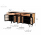 NovaSolo Nordic 71" Natural Boat Wood Buffet With 5 Doors & Rattan Accents