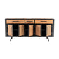 NovaSolo Nordic 71" Natural Boat Wood Buffet With 5 Doors & Rattan Accents