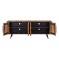 NovaSolo Nordic 79" Natural Boat Wood Buffet With 4 Doors