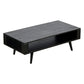 NovaSolo Nordic Mindi Rattan 47" Black Mindi Wood Coffee Table With 1 Open Shelving