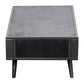 NovaSolo Nordic Mindi Rattan 47" Black Mindi Wood Coffee Table With 1 Open Shelving