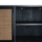 NovaSolo Nordic Rattan 51" Natural Boat Wood Buffet With 4 Doors & Rattan Accents