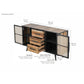 NovaSolo Nordic Rattan 63" Natural Boat Wood Buffet With 2 Doors & Rattan Accents