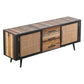 NovaSolo Nordic Rattan 79" Natural Boat Wood Buffet With 2 Doors & Rattan Accents