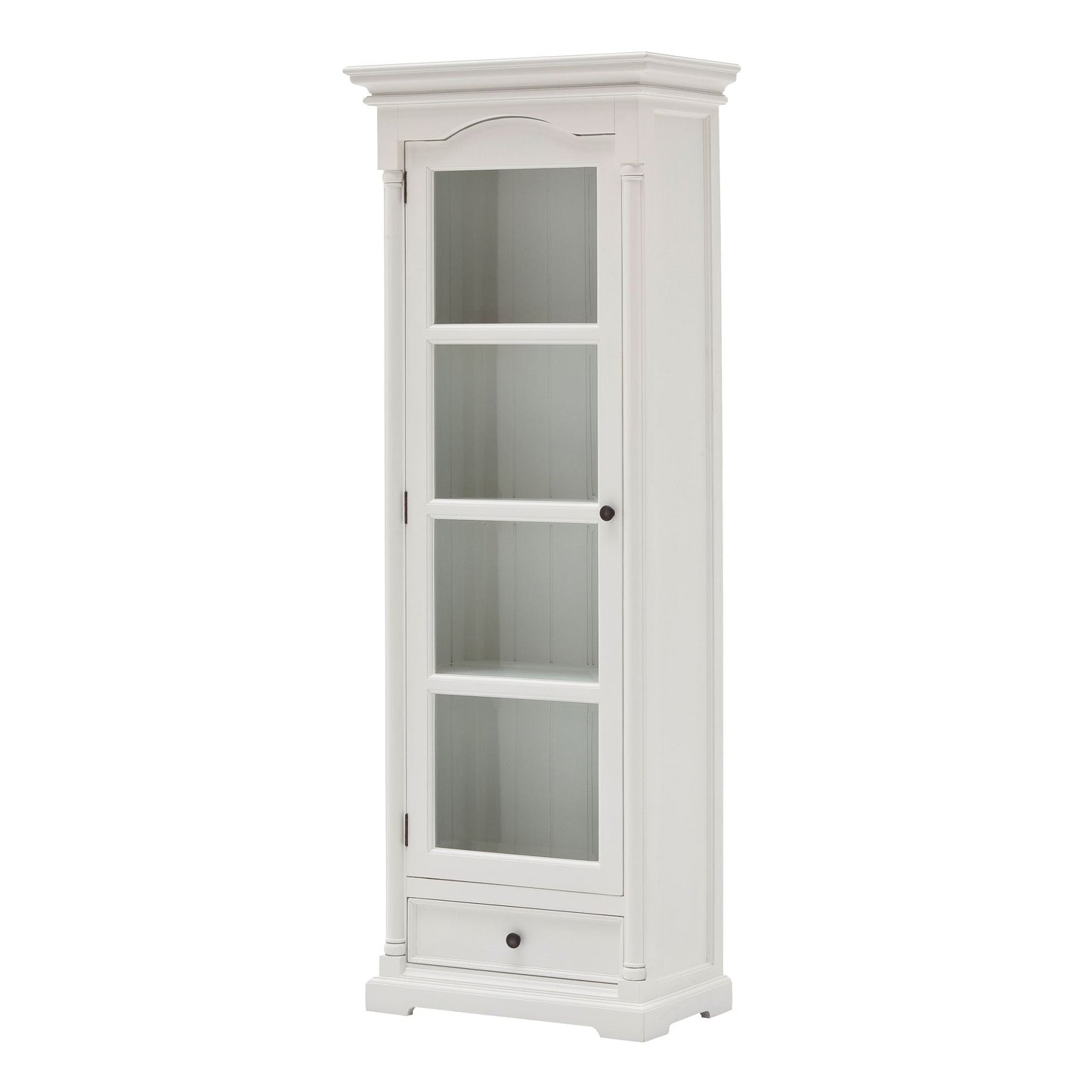 NovaSolo Provence 28" Classic White Mahogany Display Cabinet With 1 Glass Door & 1 Drawer