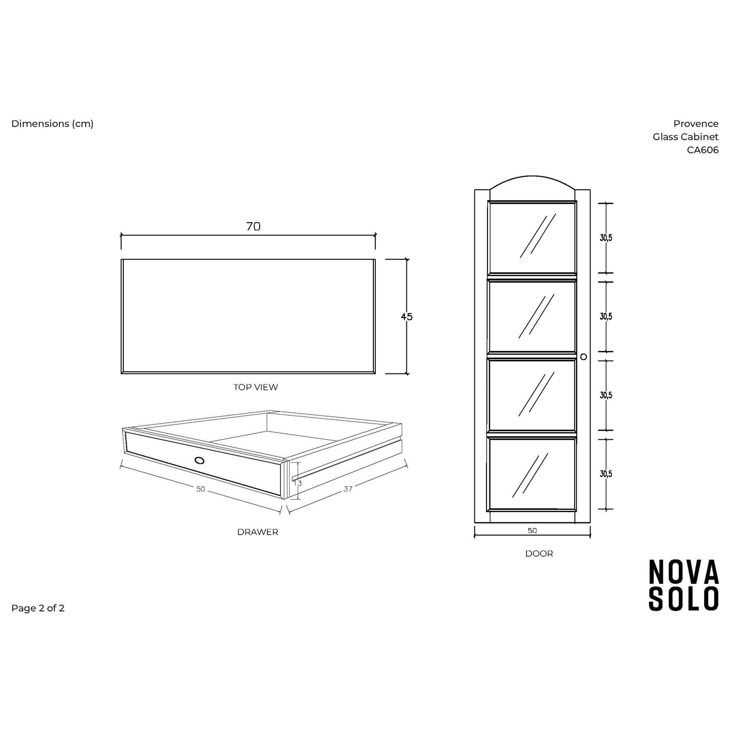 NovaSolo Provence 28" Classic White Mahogany Display Cabinet With 1 Glass Door & 1 Drawer