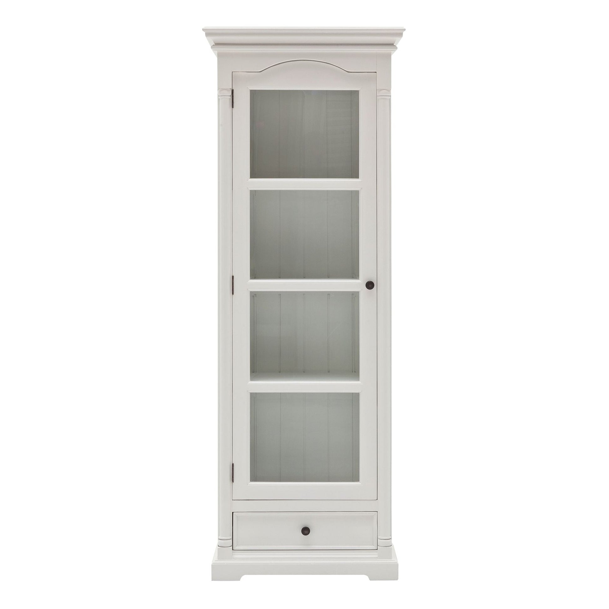 NovaSolo Provence 28" Classic White Mahogany Display Cabinet With 1 Glass Door & 1 Drawer