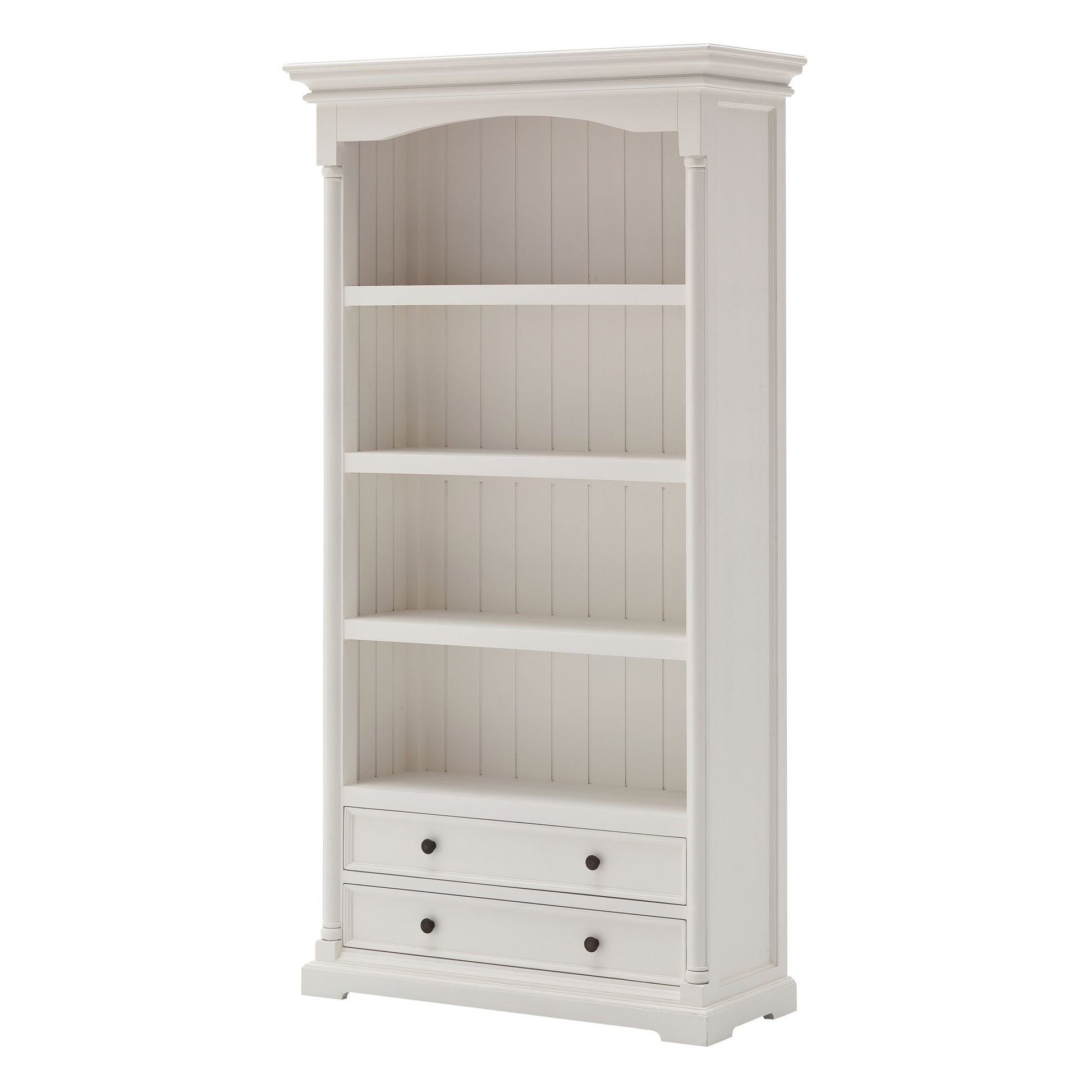 NovaSolo Provence 39" Classic White Mahogany Display Cabinet With 2 Drawers & 4 Shelves