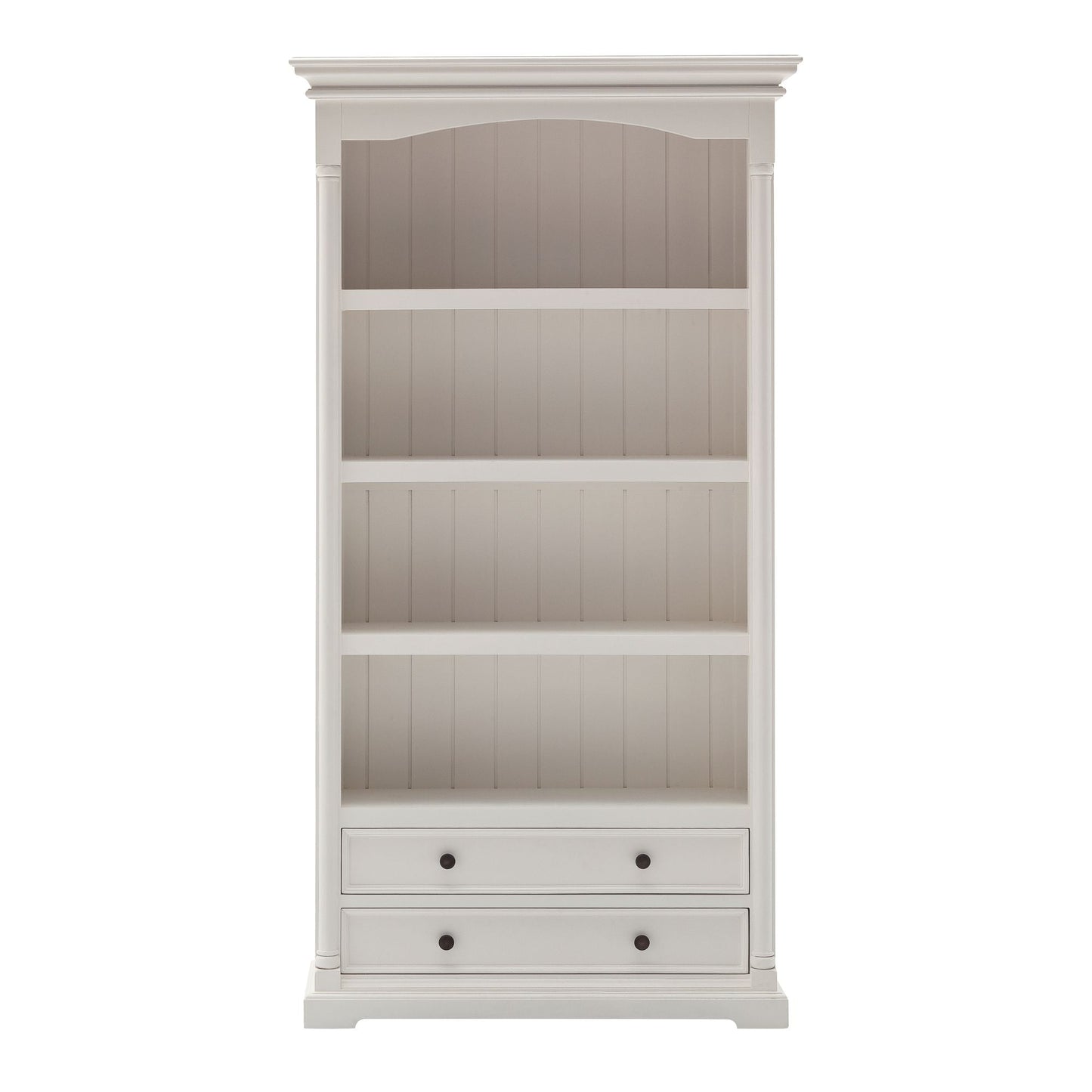 NovaSolo Provence 39" Classic White Mahogany Display Cabinet With 2 Drawers & 4 Shelves