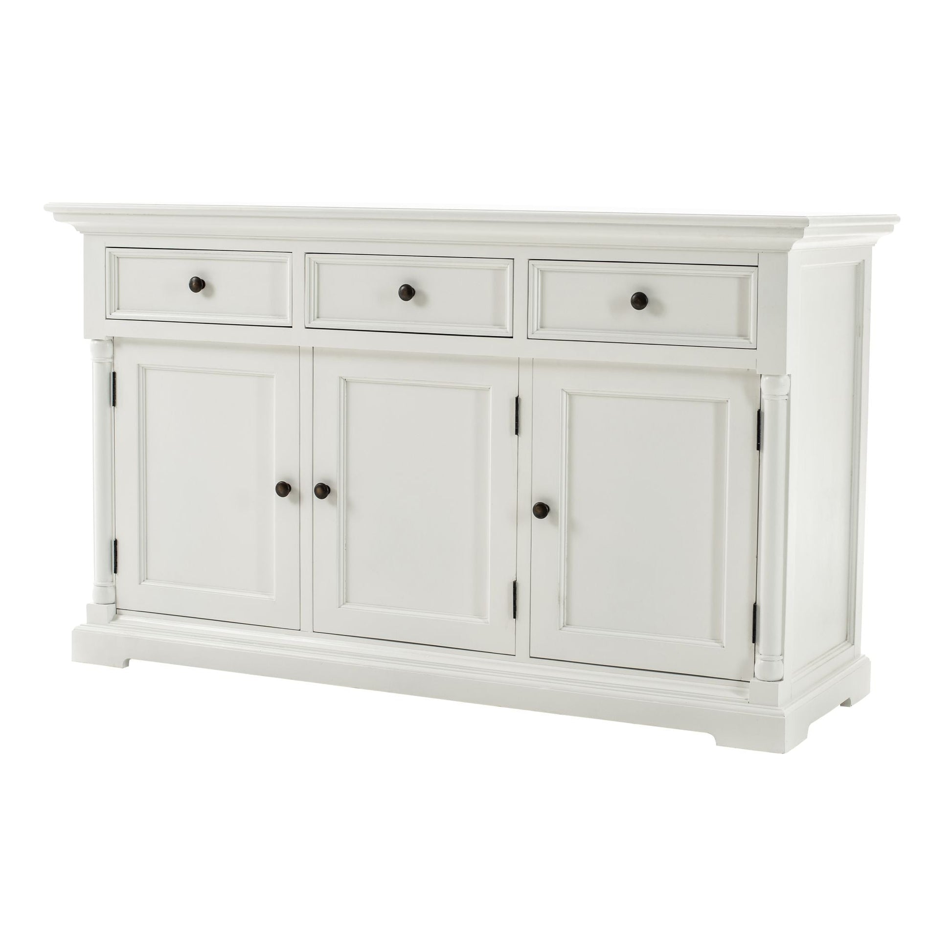 NovaSolo Provence 57" Classic White Mahogany Buffet With 3 Doors & 3 Drawers