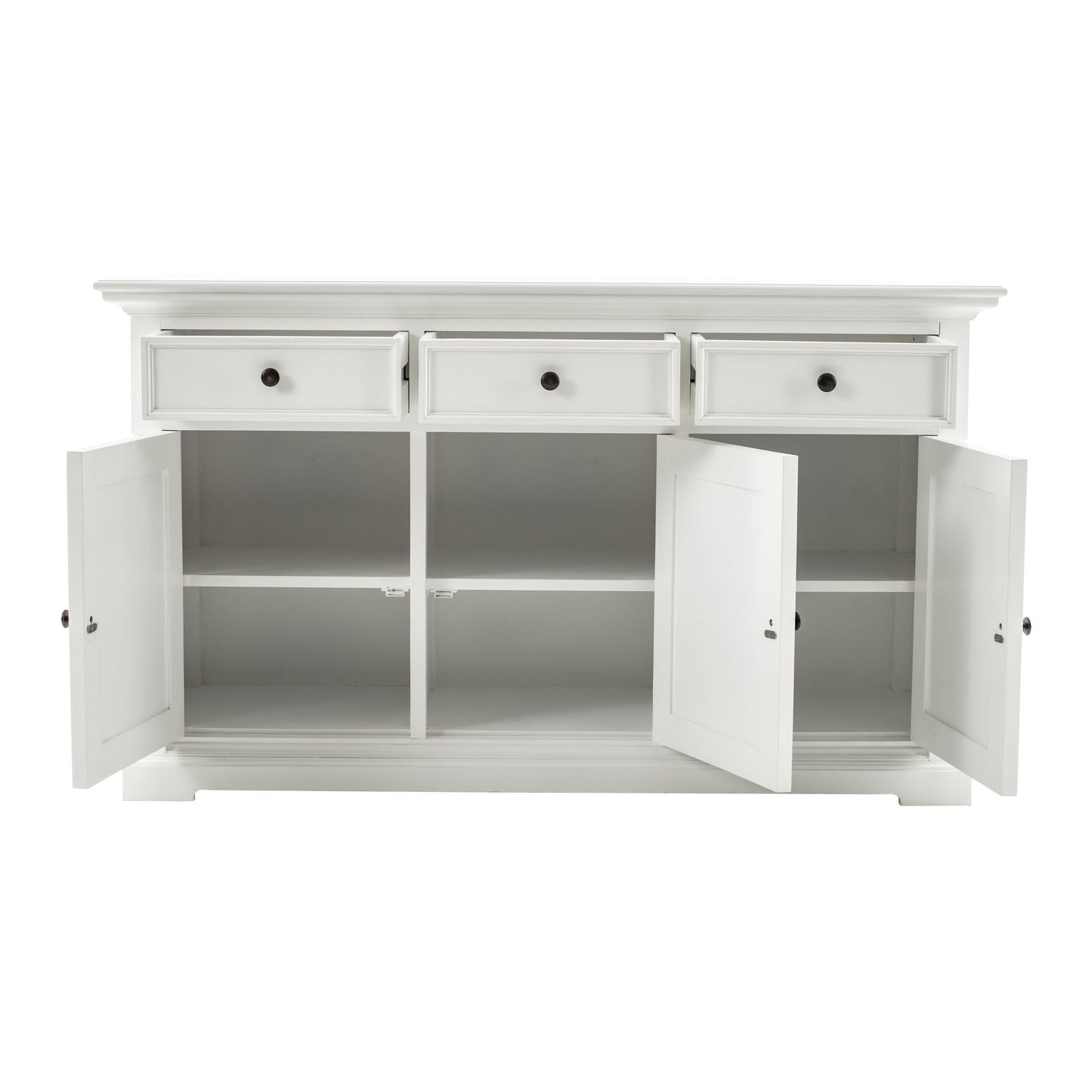 NovaSolo Provence 57" Classic White Mahogany Buffet With 3 Doors & 3 Drawers