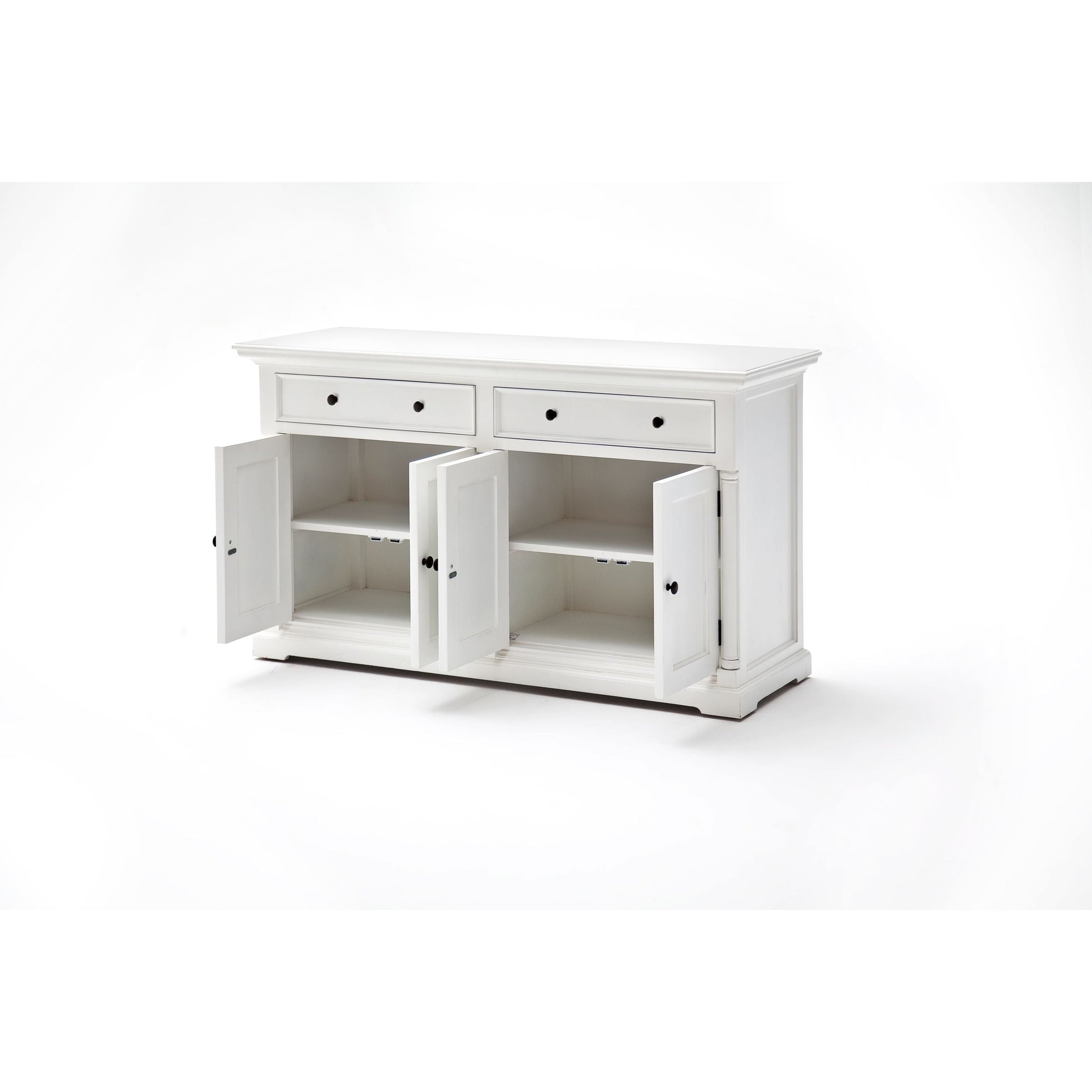 NovaSolo Provence 57" Classic White Mahogany Buffet With 4 Doors & 2 Drawers