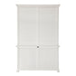 NovaSolo Provence 57" Classic White Mahogany Hutch Cabinet With 4 Doors & 2 Drawers