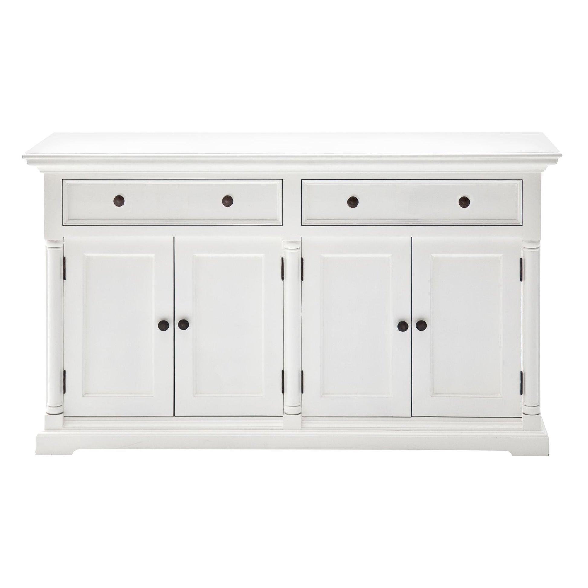 NovaSolo Provence 57" Classic White Mahogany Hutch Cabinet With 4 Doors & 2 Drawers