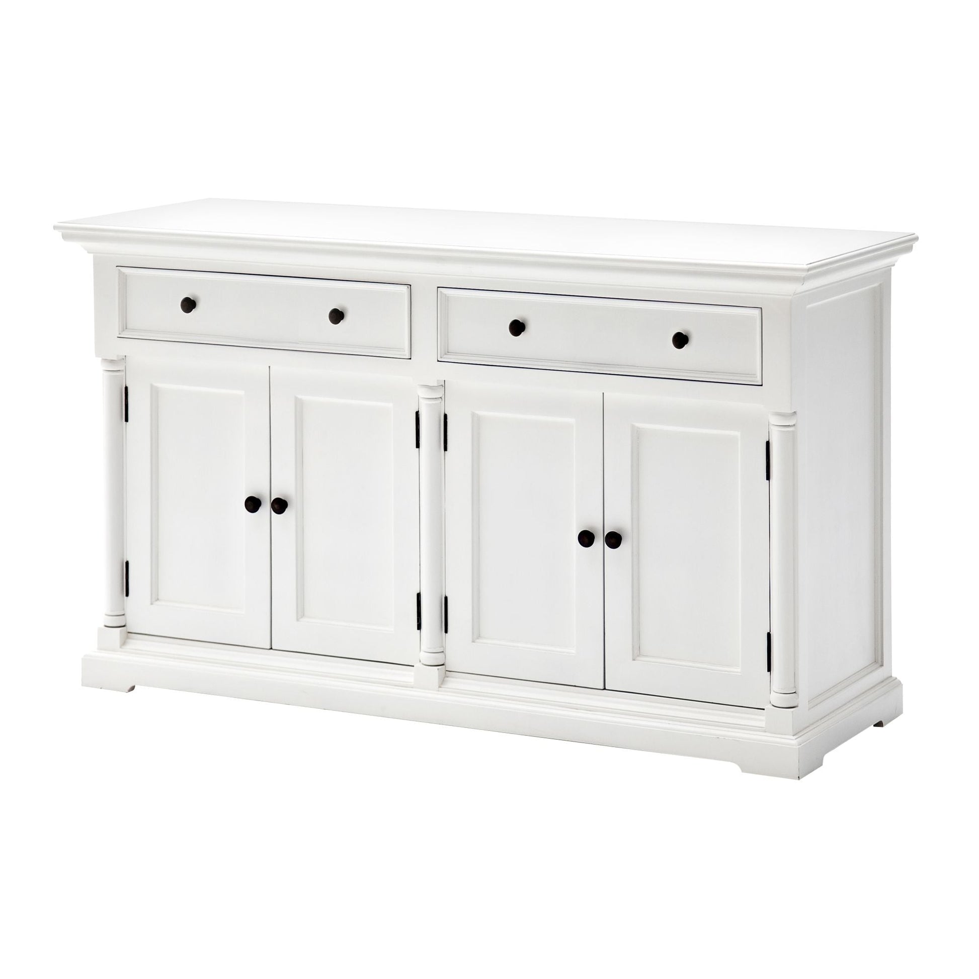 NovaSolo Provence 57" Classic White Mahogany Hutch Cabinet With 4 Doors & 2 Drawers