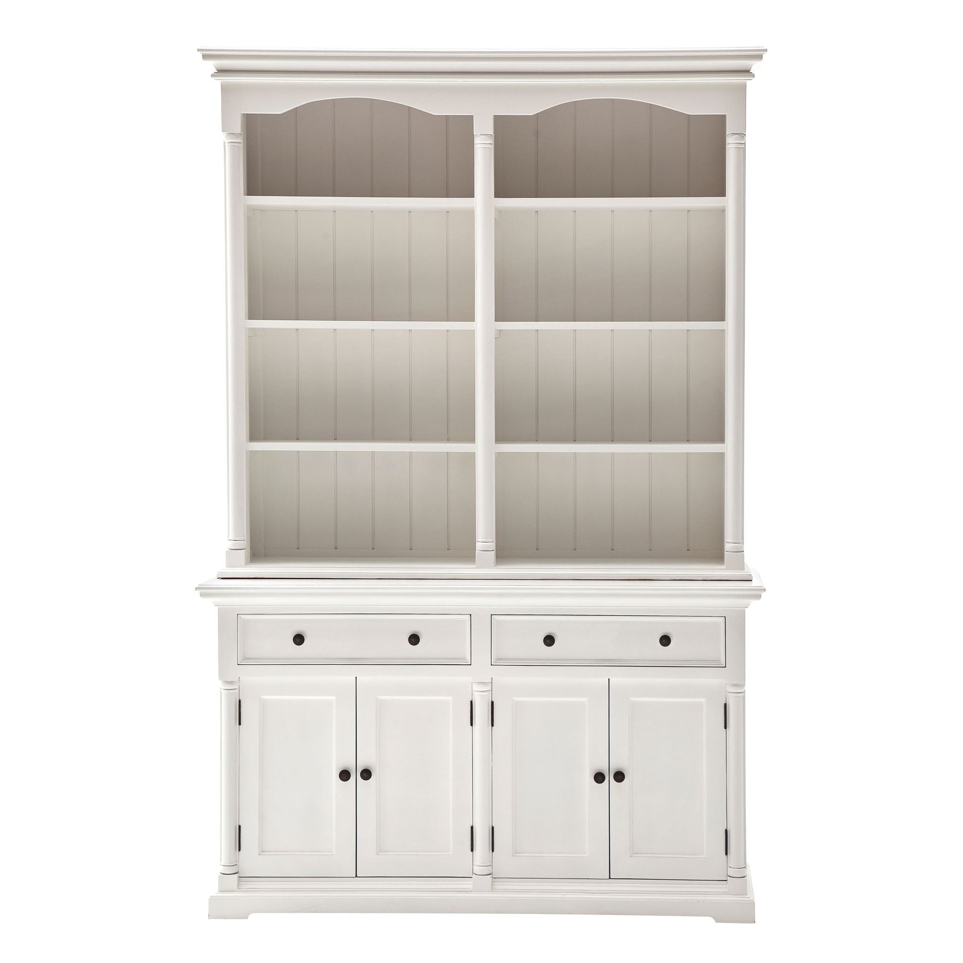 NovaSolo Provence 57" Classic White Mahogany Hutch Cabinet With 4 Doors & 2 Drawers