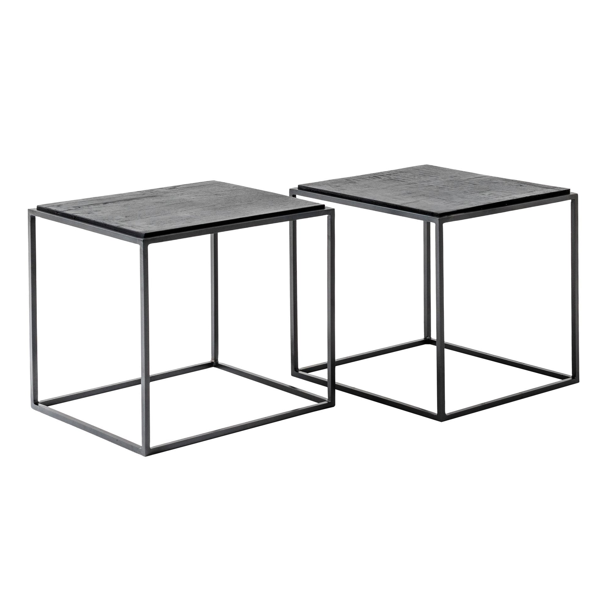 NovaSolo Rustika 32" Black Rustic Boat Wood Coffee Table With 2 Nested Side Tables