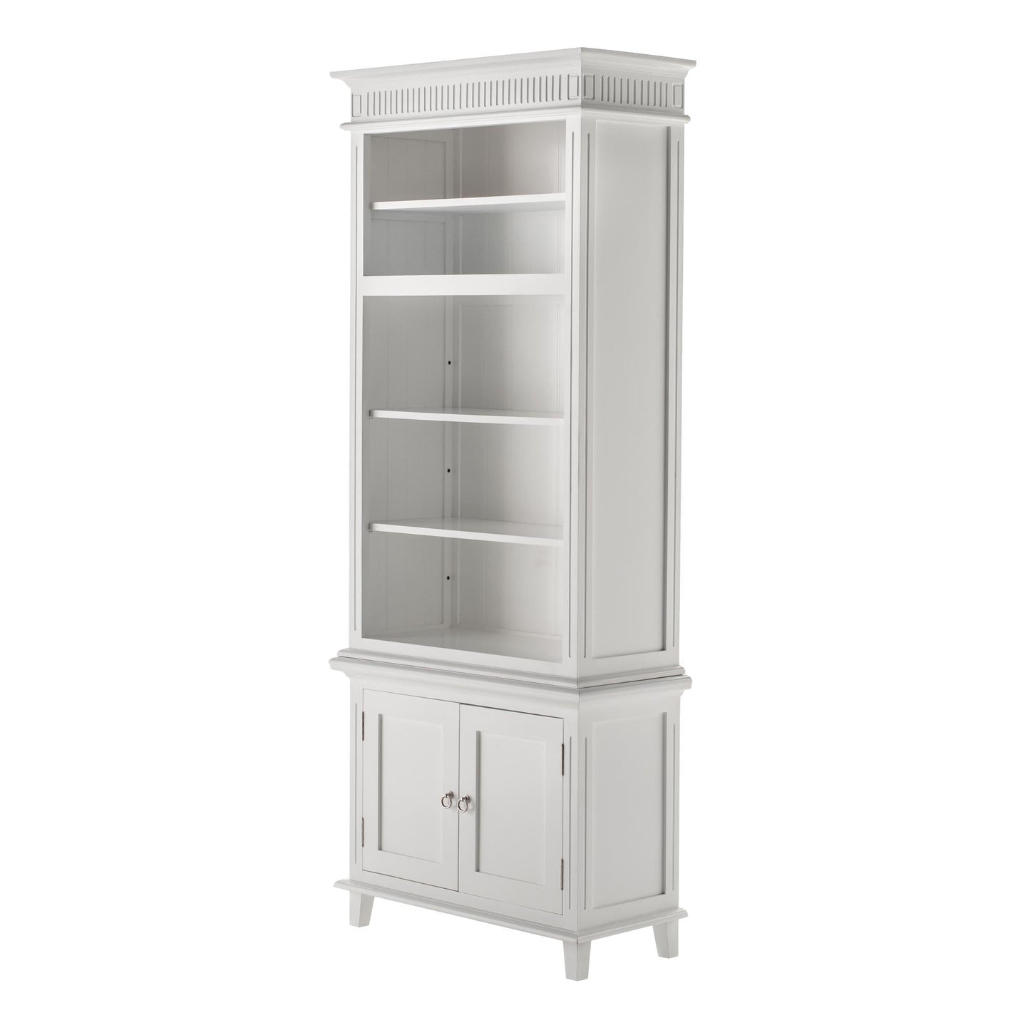 NovaSolo Skansen 35" Classic White Mahogany Single-Bay Hutch Cabinet With 2 Doors & 5 External Shelves