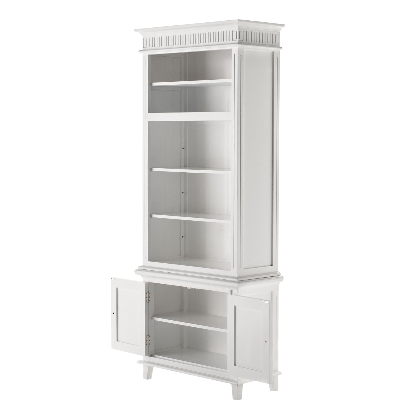 NovaSolo Skansen 35" Classic White Mahogany Single-Bay Hutch Cabinet With 2 Doors & 5 External Shelves