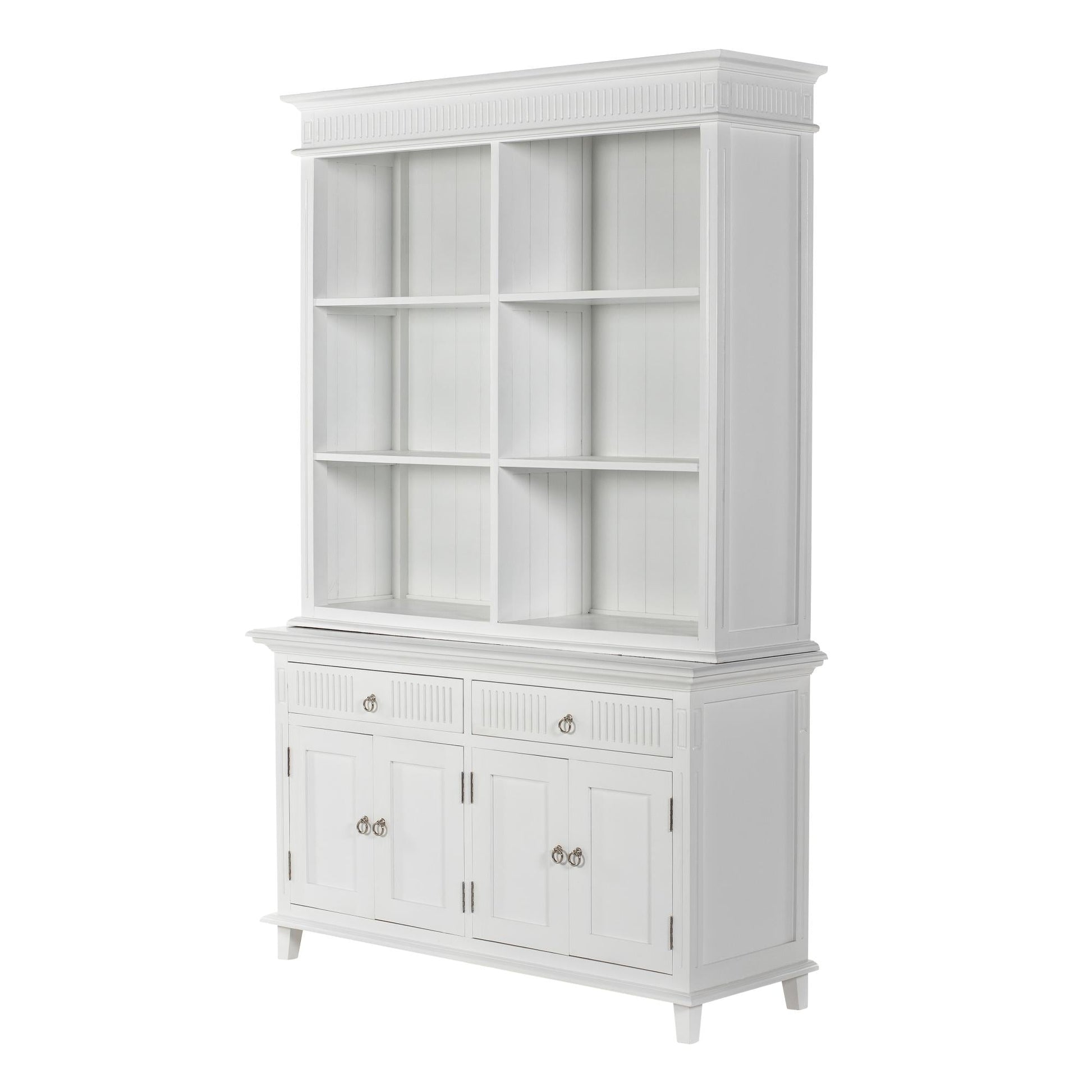 NovaSolo Skansen 57" Classic White Mahogany Hutch Cabinet With 4 Doors & 2 Drawers