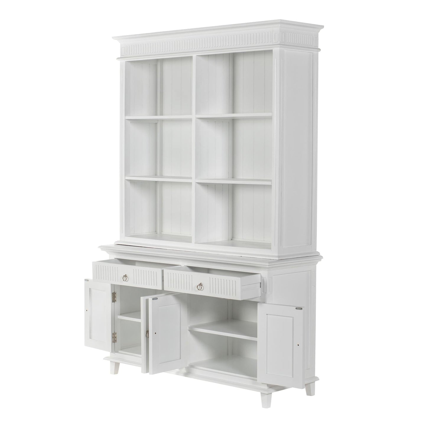 NovaSolo Skansen 57" Classic White Mahogany Hutch Cabinet With 4 Doors & 2 Drawers