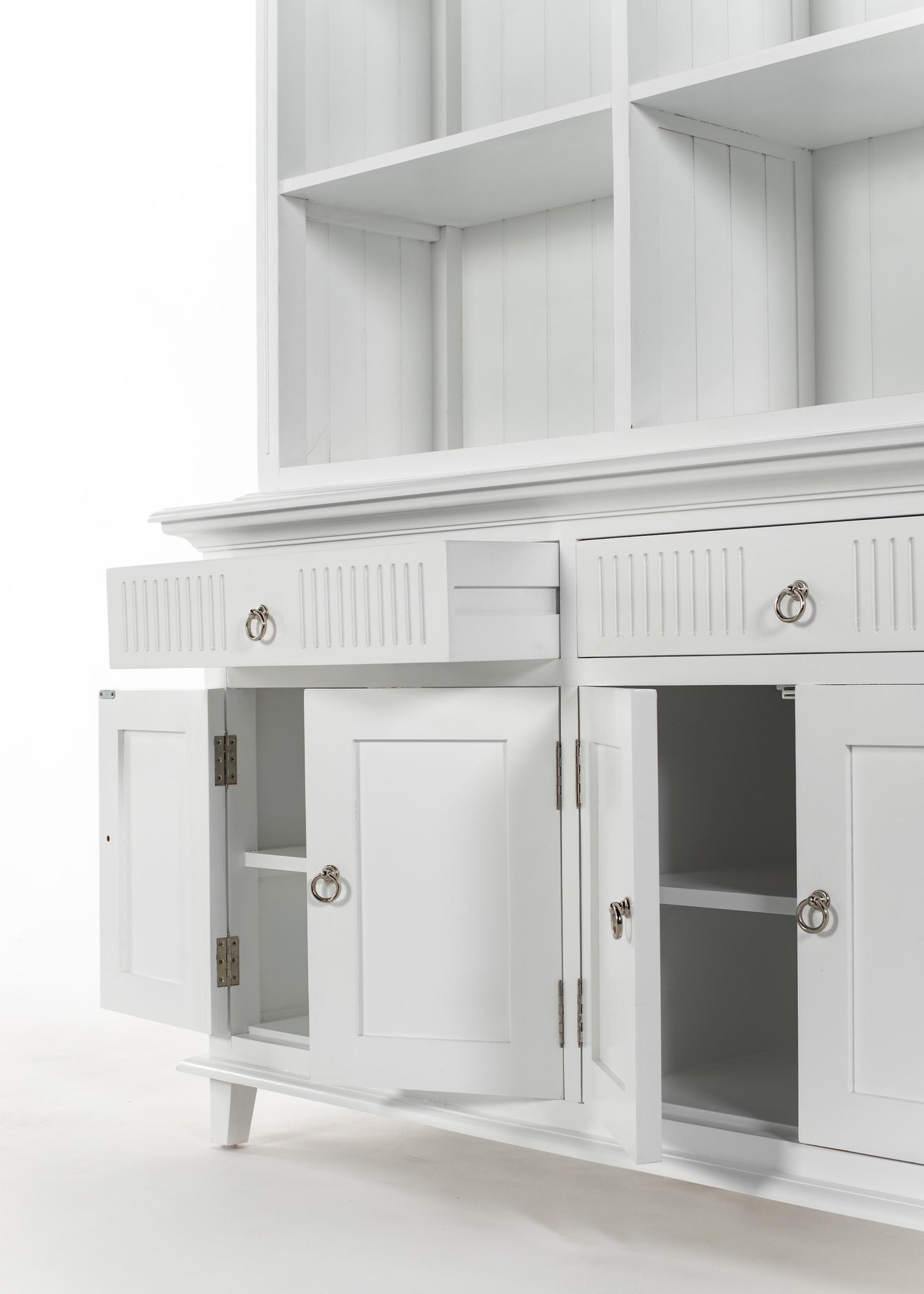 NovaSolo Skansen 57" Classic White Mahogany Hutch Cabinet With 4 Doors & 2 Drawers