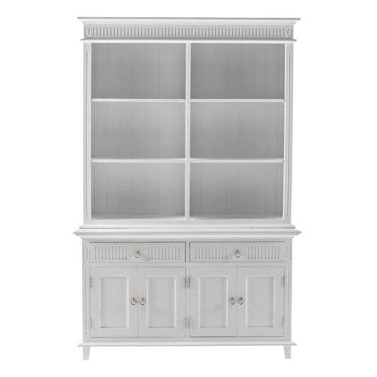 NovaSolo Skansen 57" Classic White Mahogany Hutch Cabinet With 4 Doors & 2 Drawers