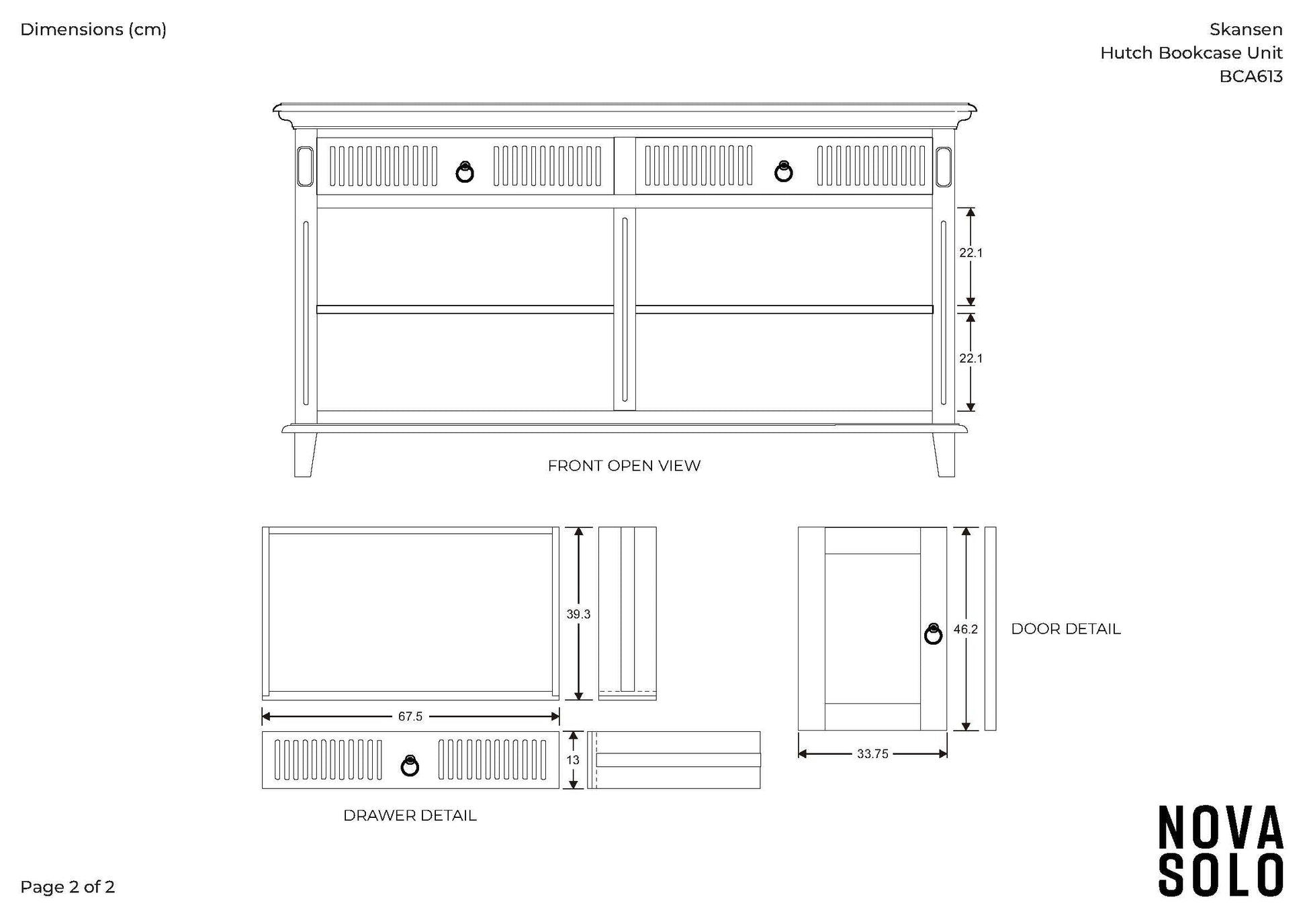 NovaSolo Skansen 63" Classic White Mahogany Cabinet With 4 Doors & 2 Drawers