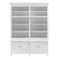 NovaSolo Skansen 64" Classic White Mahogany Double-Bay Hutch Cabinet With 4 Doors & 10 External Shelves