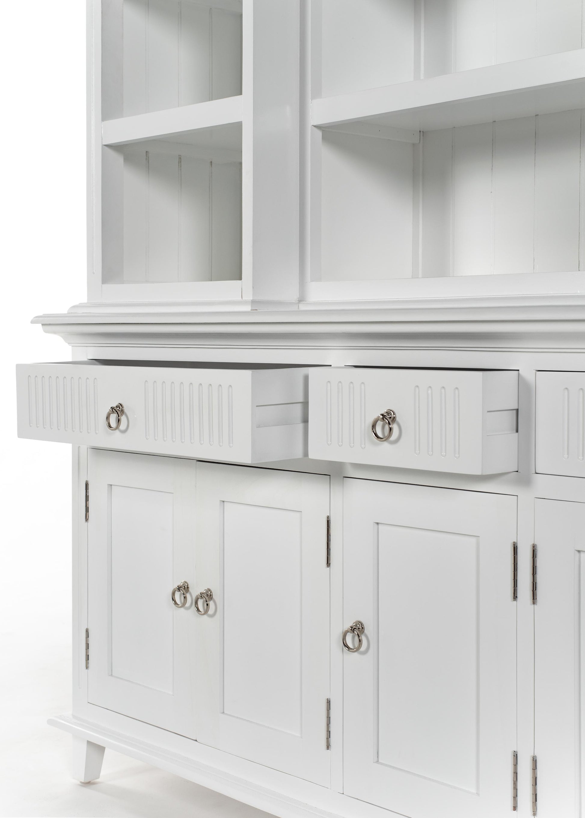 NovaSolo Skansen 71" Classic White Mahogany Kitchen Hutch Cabinet With 5 Doors & 3 Drawers