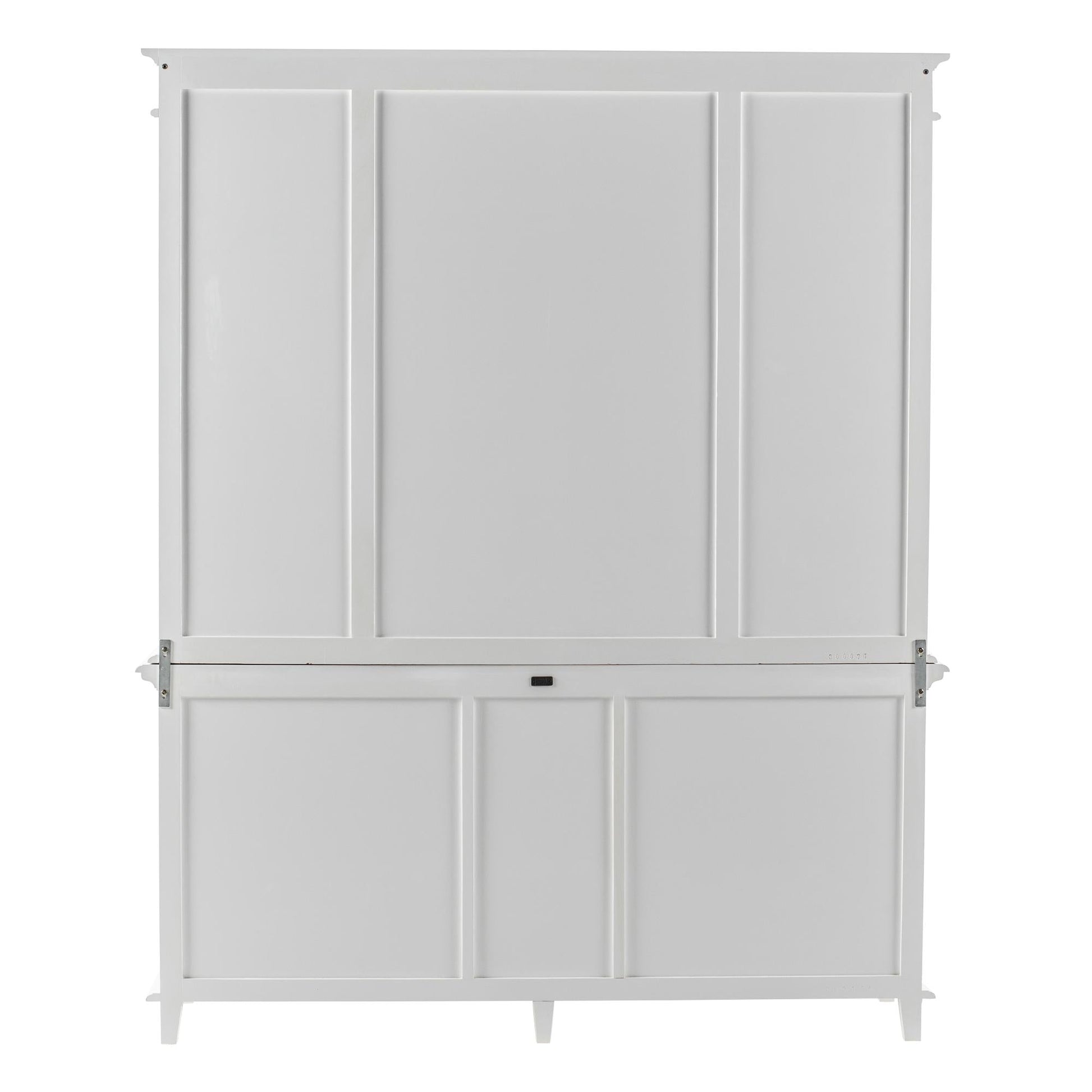 NovaSolo Skansen 71" Classic White Mahogany Kitchen Hutch Cabinet With 5 Doors & 3 Drawers