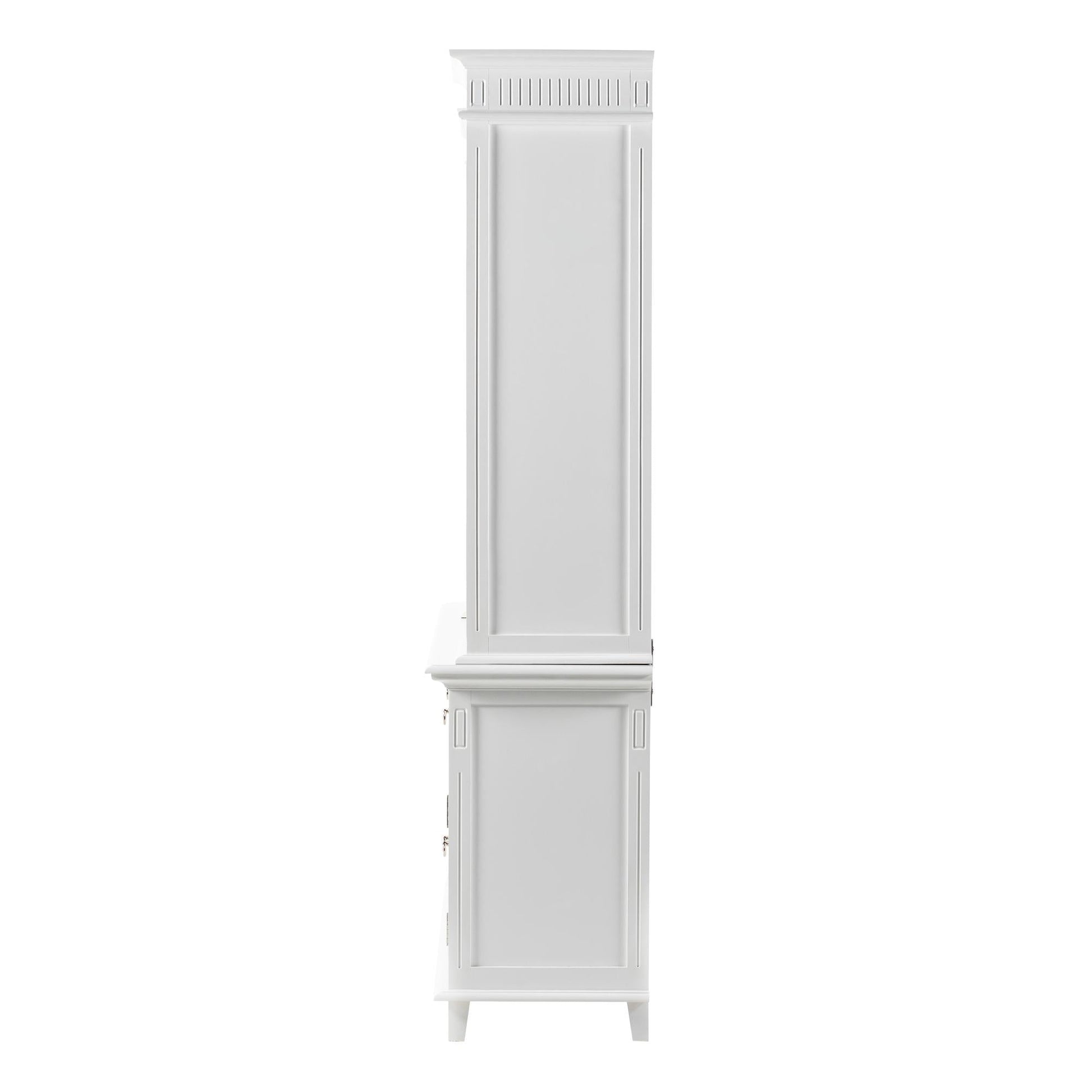 NovaSolo Skansen 71" Classic White Mahogany Kitchen Hutch Cabinet With 5 Doors & 3 Drawers