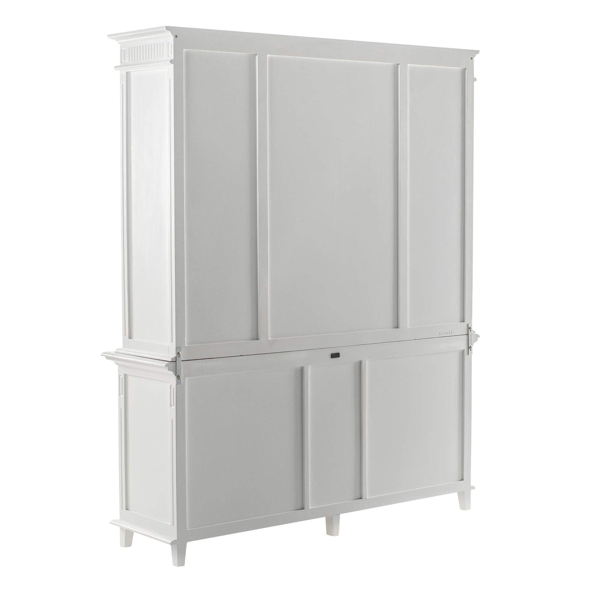 NovaSolo Skansen 71" Classic White Mahogany Kitchen Hutch Cabinet With 5 Doors & 3 Drawers