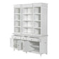 NovaSolo Skansen 71" Classic White Mahogany Kitchen Hutch Cabinet With 5 Doors & 3 Drawers