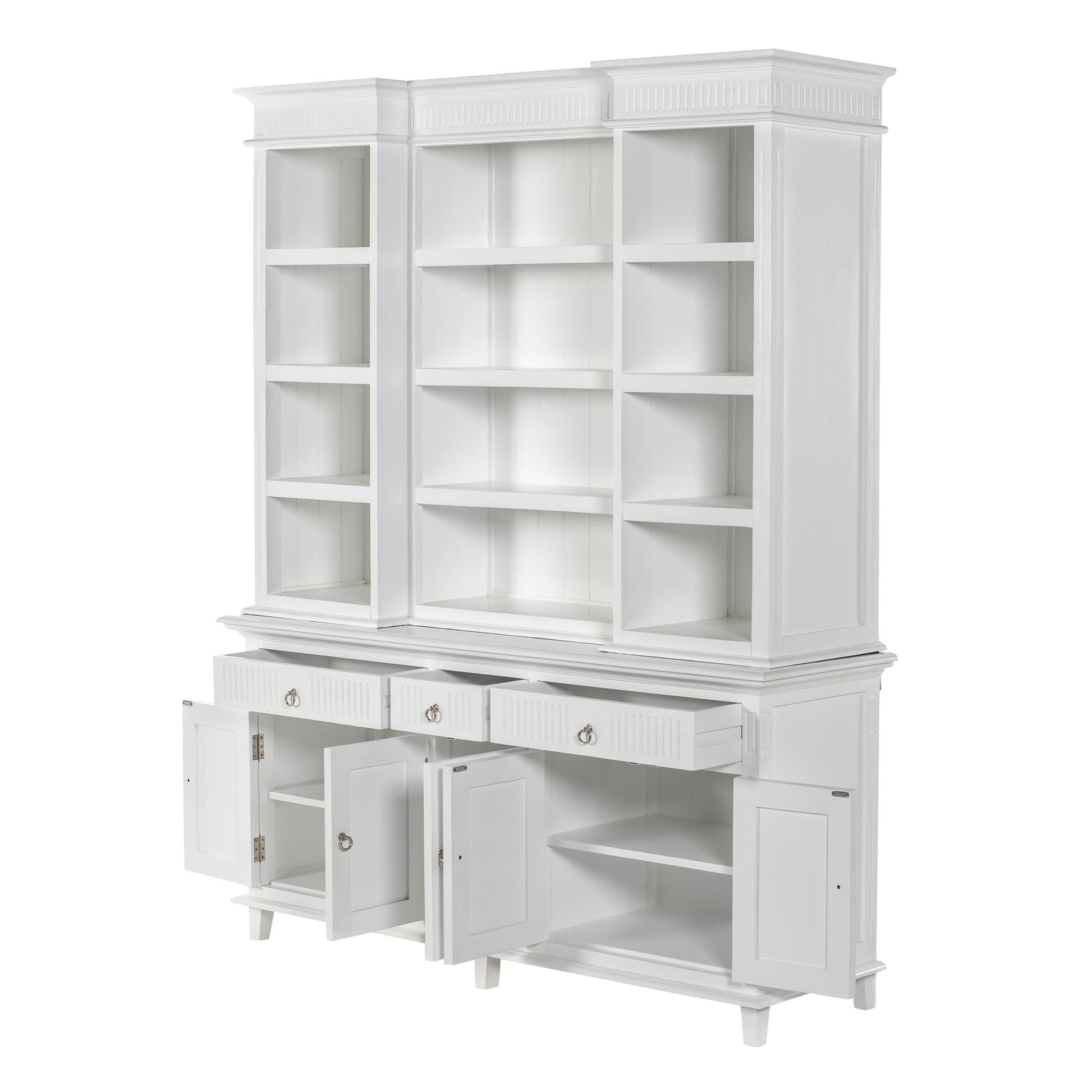 NovaSolo Skansen 71" Classic White Mahogany Kitchen Hutch Cabinet With 5 Doors & 3 Drawers