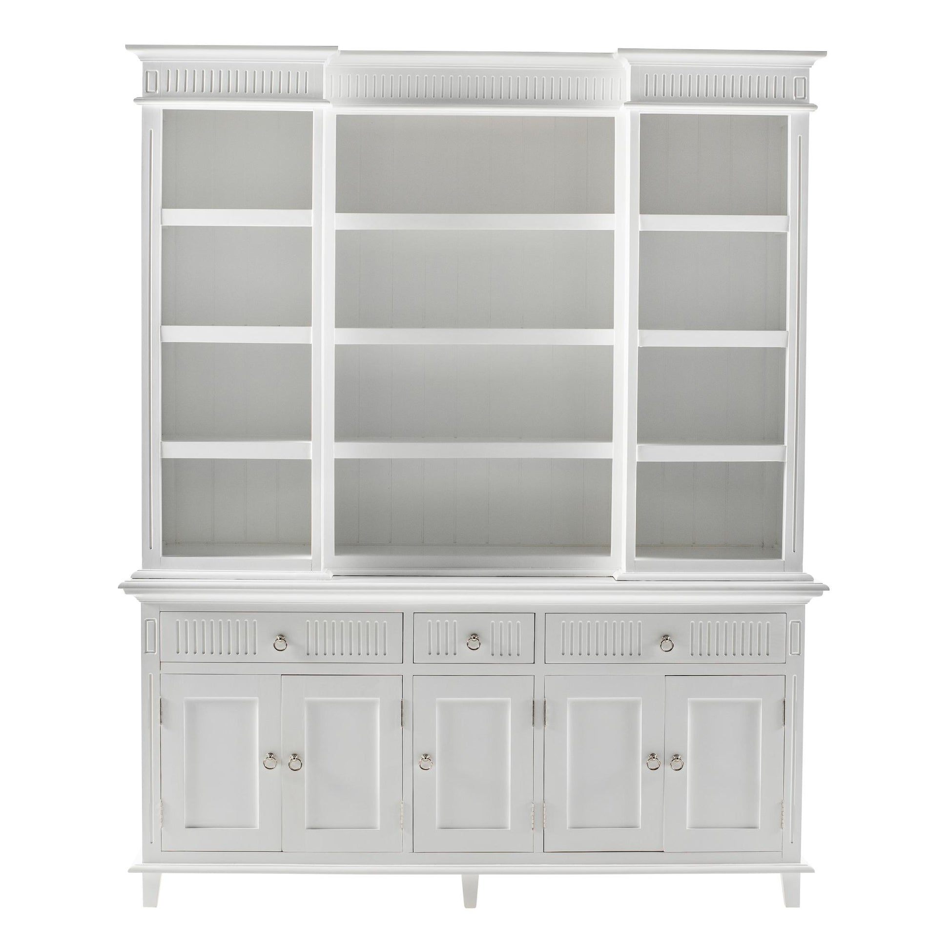 NovaSolo Skansen 71" Classic White Mahogany Kitchen Hutch Cabinet With 5 Doors & 3 Drawers