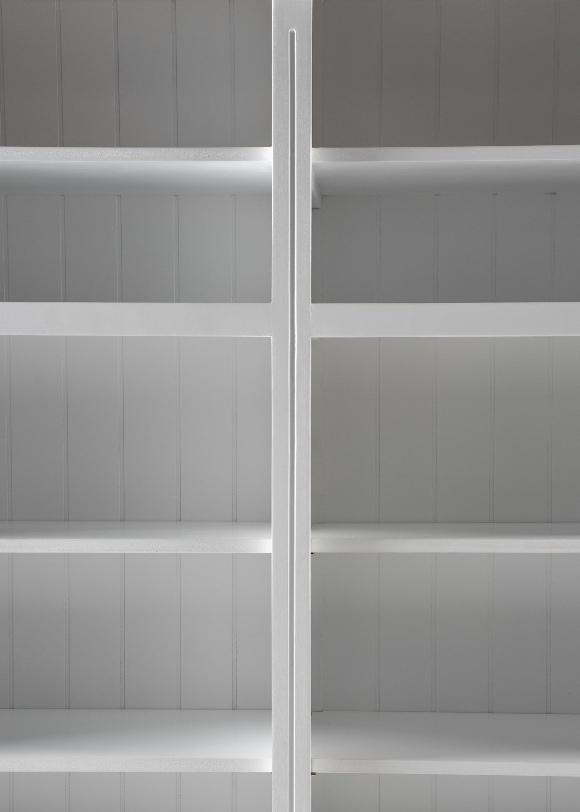 NovaSolo Skansen 94" Classic White Mahogany Triple-Bay Hutch Cabinet With 6 Doors & 15 External Shelves