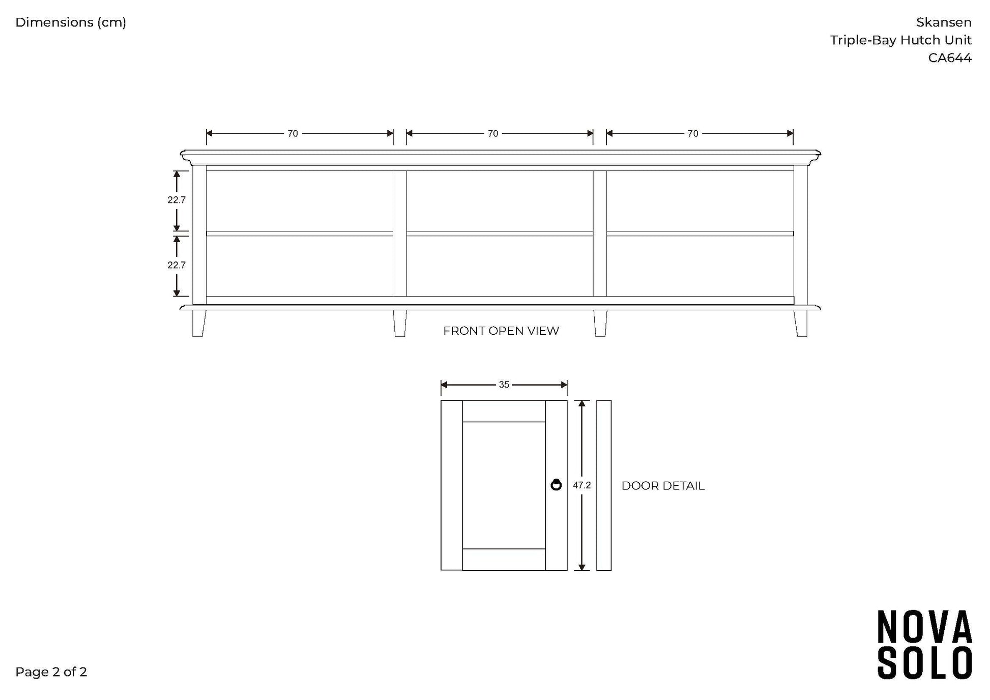 NovaSolo Skansen 94" Classic White Mahogany Triple-Bay Hutch Cabinet With 6 Doors & 15 External Shelves