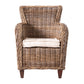 NovaSolo Wickerworks Collection 27" Hand-Woven Natural Kubu Rattan & Mahogany 2 Baron Chairs