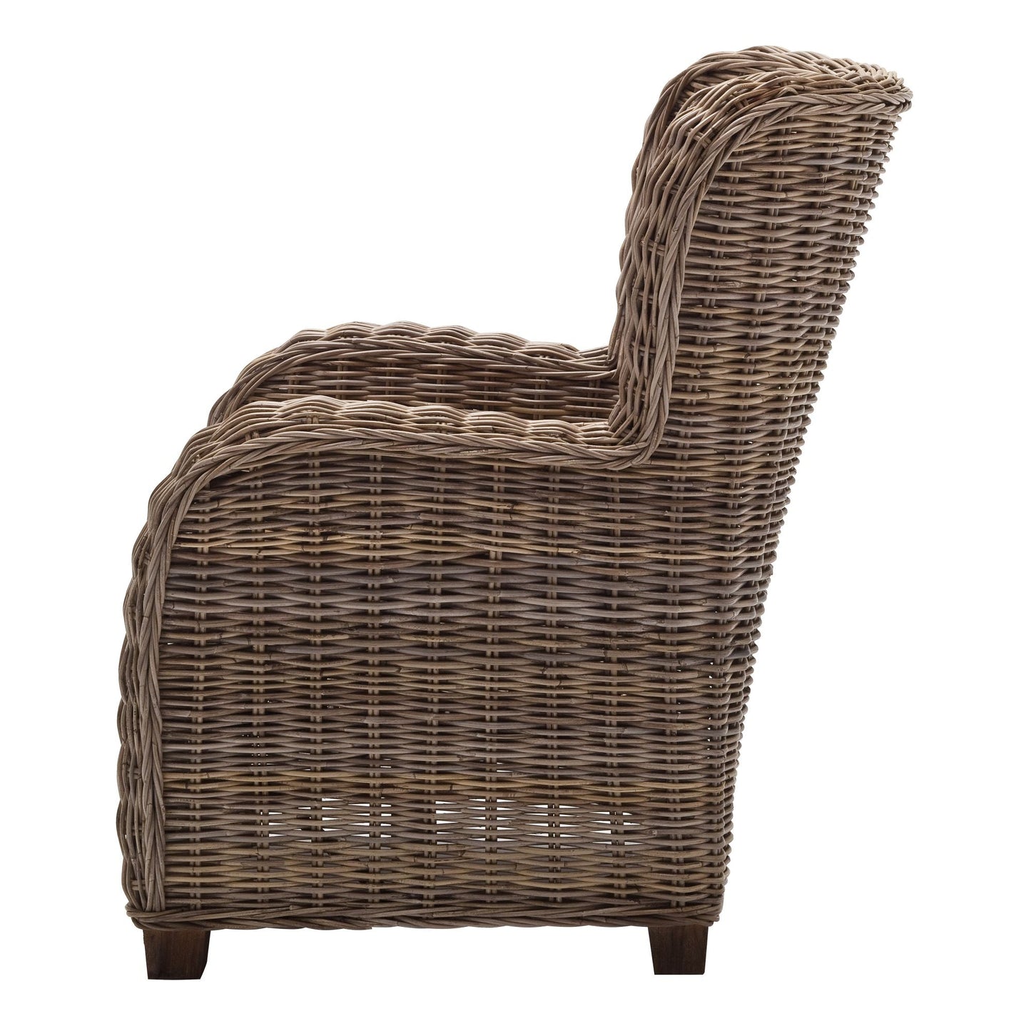 NovaSolo Wickerworks Collection 34" Hand-Woven Natural Kubu Rattan & Mahogany Queen Chair