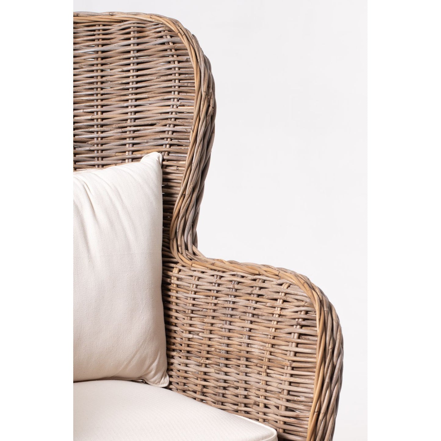 NovaSolo Wickerworks Collection 35" Hand-Woven Natural Kubu Rattan & Mahogany King Chair