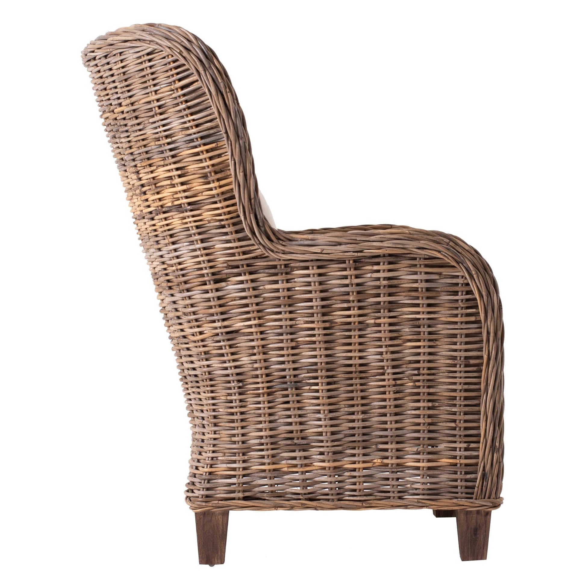 NovaSolo Wickerworks Collection 35" Hand-Woven Natural Kubu Rattan & Mahogany King Chair