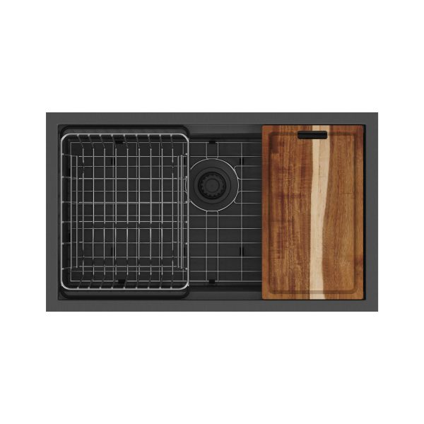 PULSE ShowerSpas Santa Cruz 9" H x 30" W x 18" D Dual Mounted Gun Metal Black Sink