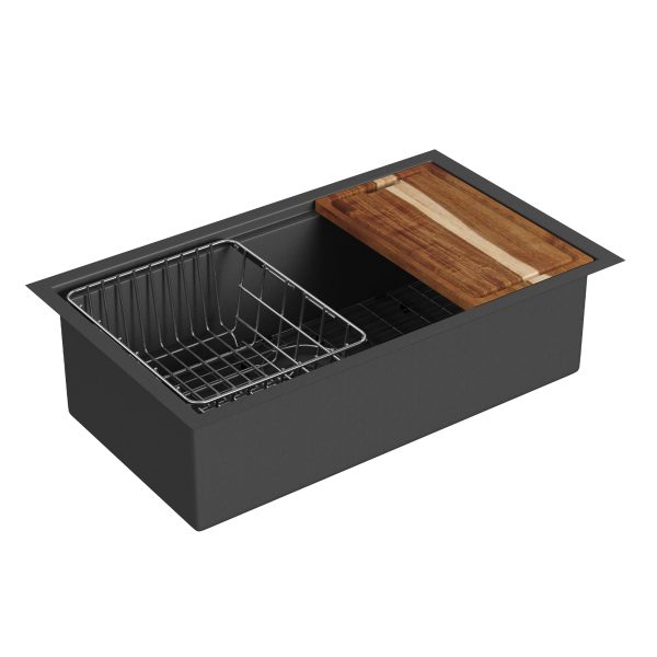 PULSE ShowerSpas Santa Cruz 9" H x 30" W x 18" D Dual Mounted Gun Metal Black Sink