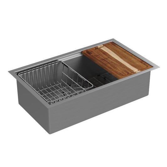 PULSE ShowerSpas Santa Cruz 9" H x 30" W x 18" D Dual Mounted Stainless Steel Brushed Sink